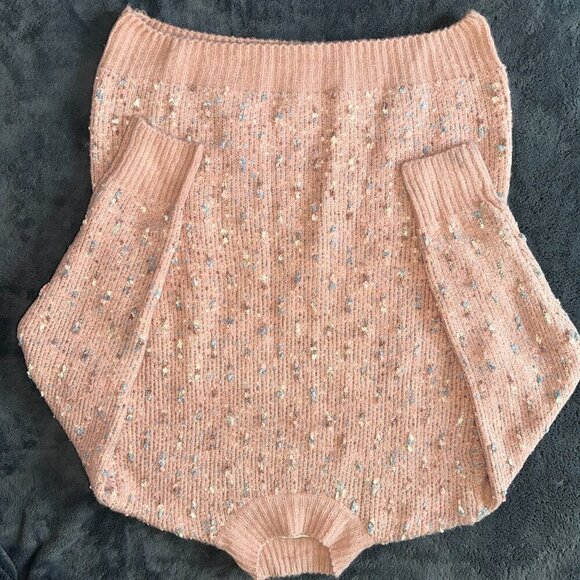 Peach Pink Confetti Popcorn Sweater High Neck Long Sleeve Love & Vine Size Small - Picture 3 of 10